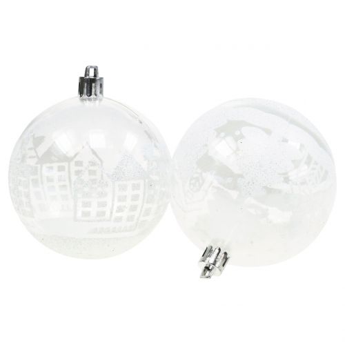 Floristik24 Bola de Navidad plástico blanco, transparente Ø8cm 2pcs