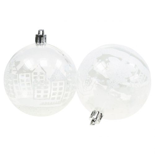 Floristik24 Bola navideña plástico blanco, transparente Ø8cm 2ud