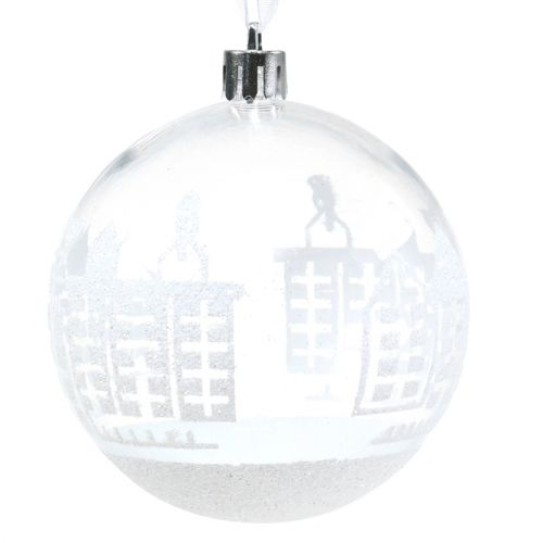 Floristik24 Bola de Navidad plástico blanco, transparente Ø8cm 2pcs