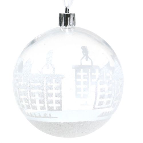 Floristik24 Bola navideña plástico blanco, transparente Ø8cm 2ud