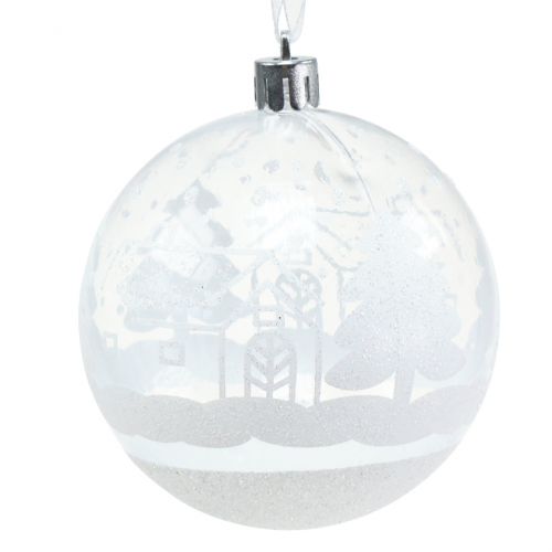 Floristik24 Bola de Navidad plástico blanco, transparente Ø8cm 2pcs