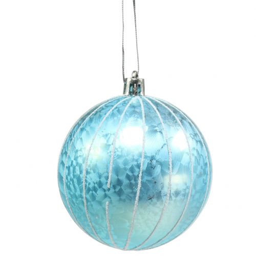 Artículo Bola de navidad plástico azul turquesa Ø8cm 2pcs