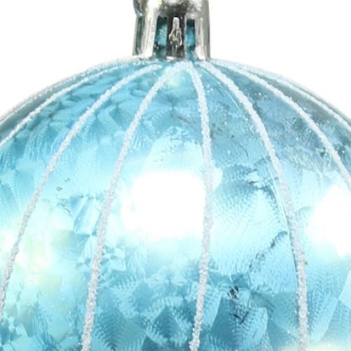 Artículo Bola de navidad plástico azul turquesa Ø8cm 2pcs