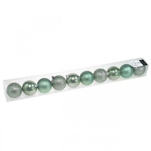 Floristik24 Bola navideña mezcla plastico verde Ø6cm 10pcs