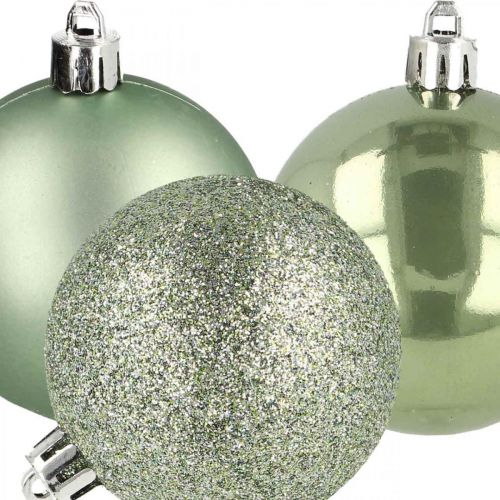 Floristik24 Bola navideña mezcla plastico verde Ø6cm 10pcs