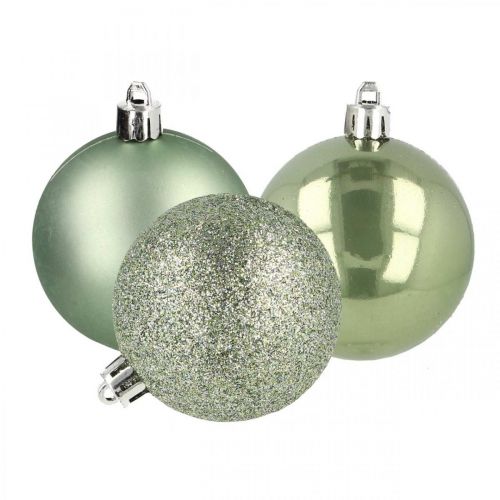 Floristik24 Bola navideña mezcla plastico verde Ø6cm 10pcs