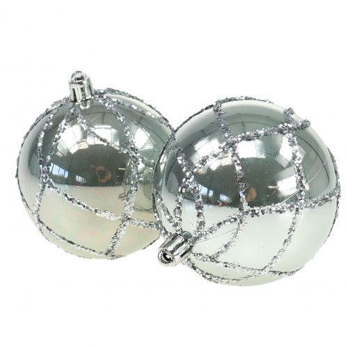 Floristik24 Bola navidad plastico plata Ø8cm 2pcs