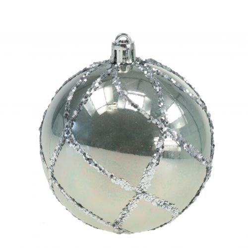 Floristik24 Bola navidad plastico plata Ø8cm 2pcs