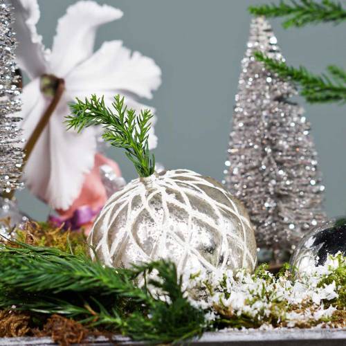 Floristik24 Bolas de Navidad con motivo de rombos plata mate, brillante Ø8cm 2ud