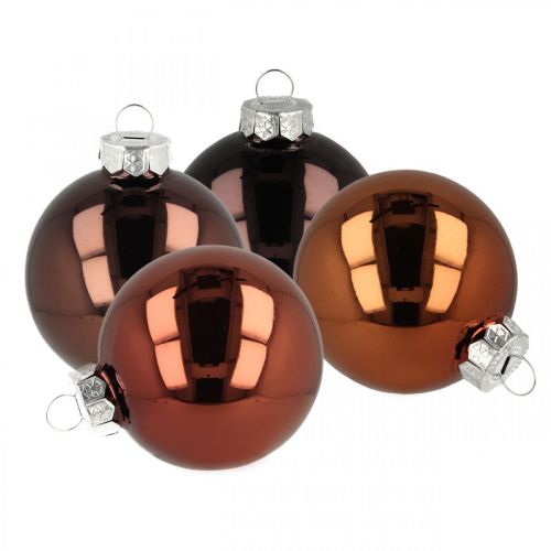 Floristik24 Bolas de árbol de Navidad, adornos de árbol, bola de Navidad marrón H6.5cm Ø6cm vidrio real 24pcs