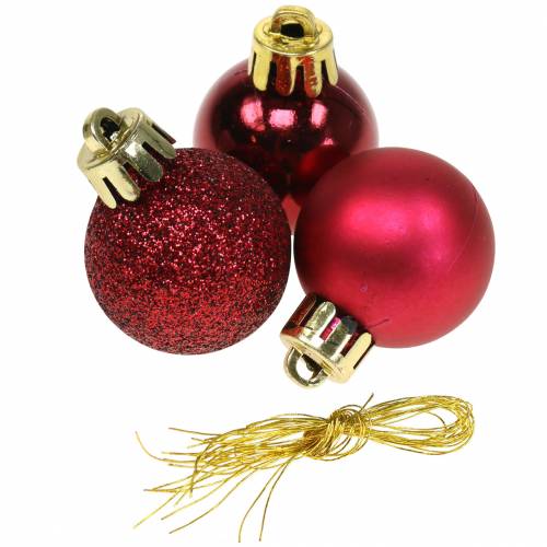 Artículo Decoración para árbol de Navidad Bola de Navidad roja 3cm 14 piezas
