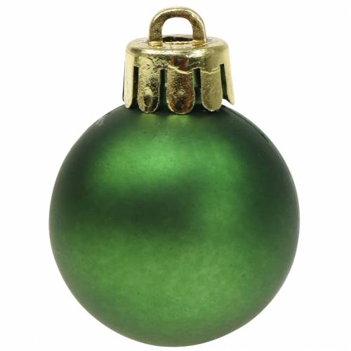 Artículo Decoración para árbol de Navidad Bola de Navidad verde 3cm 14 piezas