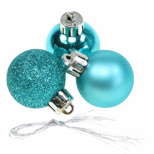Floristik24 Decoraciones para árboles de Navidad Bola de Navidad turquesa 3cm 14pcs