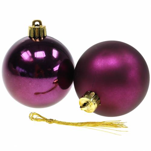 Floristik24 Decoración del árbol de navidad Bola de navidad Púrpura Ø6cm 12pcs