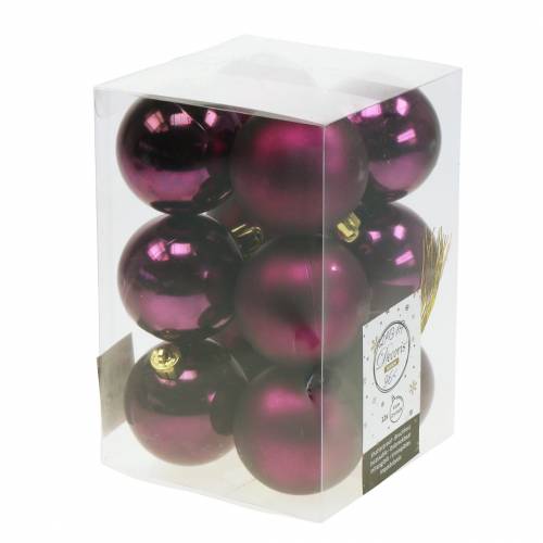 Floristik24 Decoración del árbol de navidad Bola de navidad Púrpura Ø6cm 12pcs