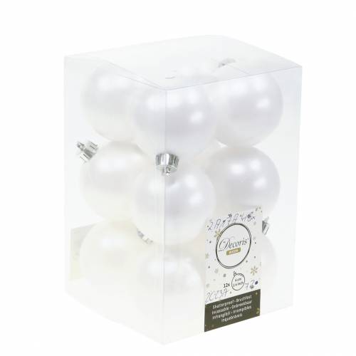 Floristik24 Decoración del árbol de Navidad Bola de Navidad blanca Ø6cm 12pcs