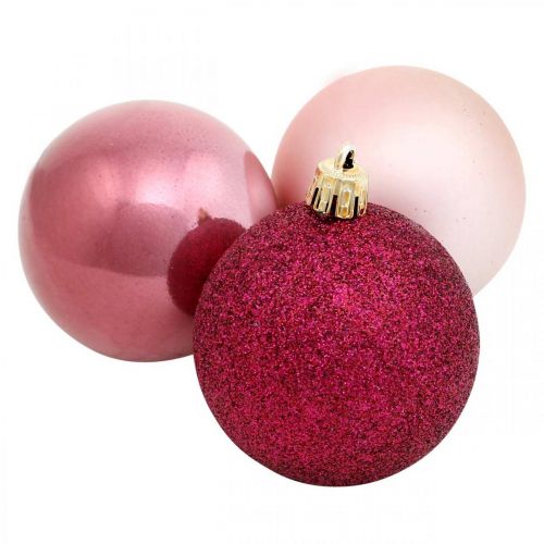 Floristik24 Bolas de Navidad, adornos navideños, colgantes de árbol rosa / rosa / rosa Ø5.5cm plástico 10ud