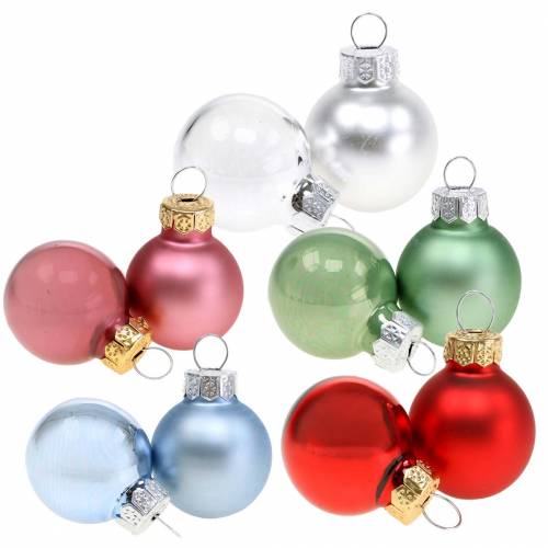 Artículo Mini bolas navideñas mate/brillante surtido Ø2,5cm 24 piezas colores diferentes