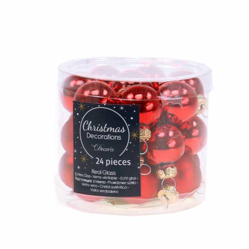 Artículo Mini bolas navideñas rojas surtidas Ø2,5cm 24uds
