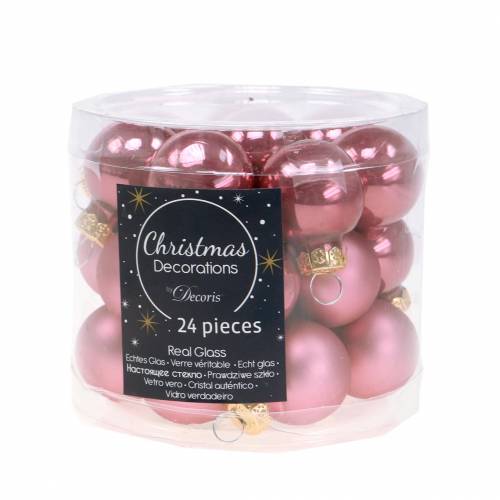 Artículo Mini bolas navideñas rosa viejo surtido Ø2,5cm 24uds