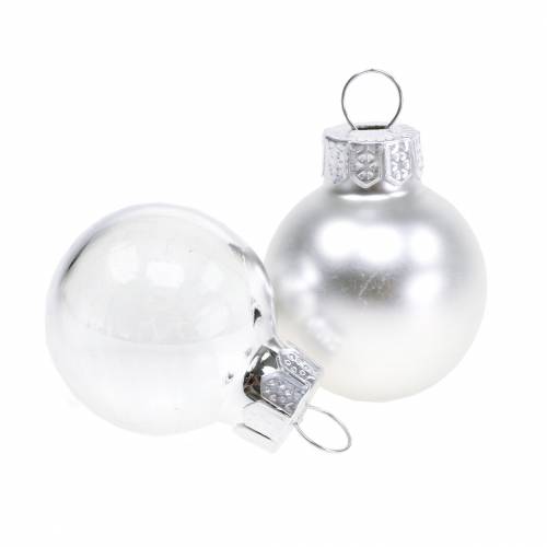 Artículo Mini bolas navideñas plateadas surtidas Ø2,5cm 24 piezas
