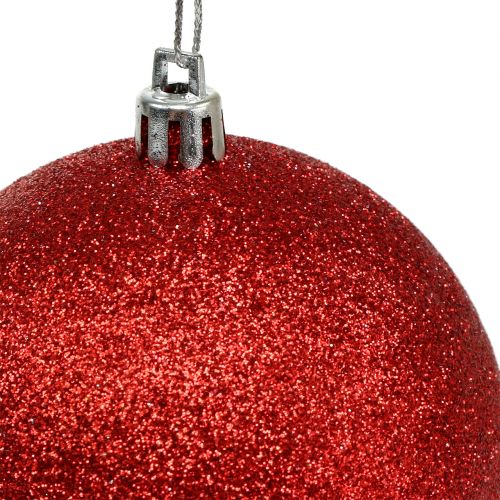 Floristik24 Bolas de Navidad de plástico rojo, blanco Ø8cm 3ud