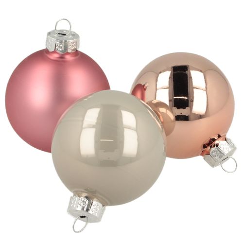 Bolas navideñas de cristal para decoración de árbol, color rosa y gris, Ø50 mm, 24 unidades