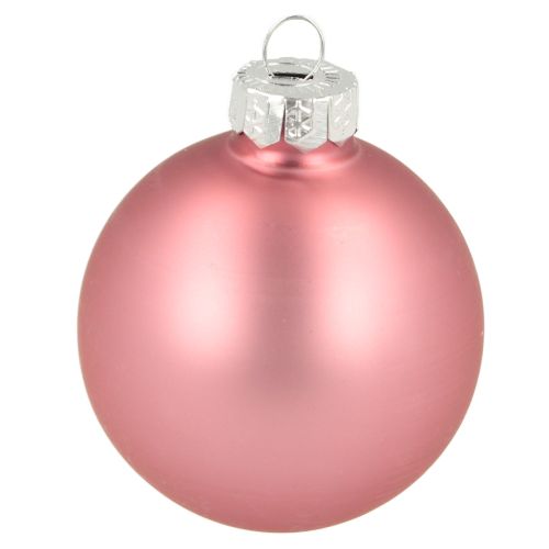 Artículo Bolas navideñas de cristal para decoración de árbol, color rosa y gris, Ø50 mm, 24 unidades