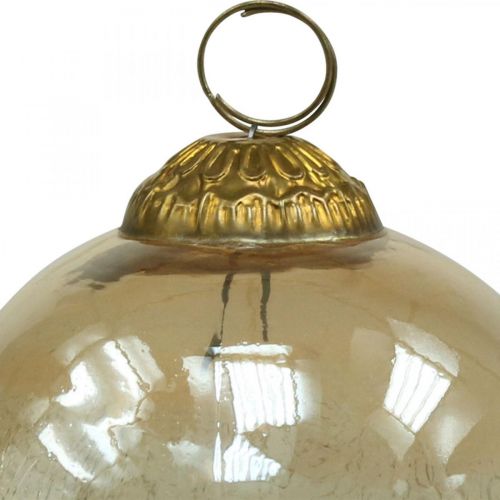 Floristik24 Bolas de Navidad bolas de árbol de Navidad de vidrio transparente, marrón Ø10cm 3pcs
