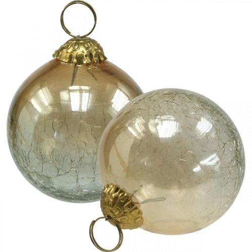 Floristik24 Bolas navideñas de cristal bolas de árbol de Navidad transparente, marrón Ø8cm 4ud