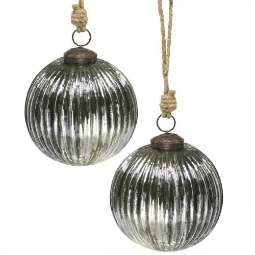 Bolas de navidad bolas de árbol de navidad de cristal plata con ranuras Ø10cm 2pcs