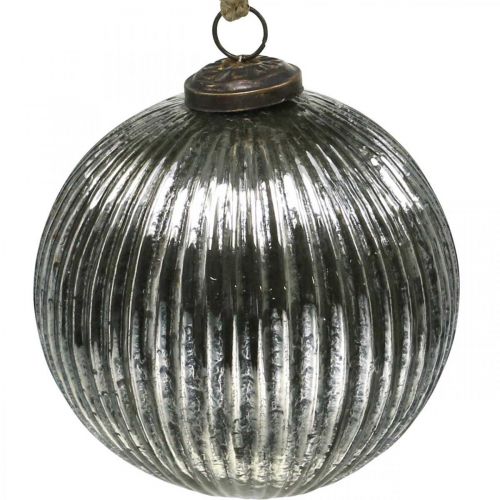 Floristik24 Bolas de navidad bolas de árbol de navidad de cristal plata con ranuras Ø12cm 2pcs