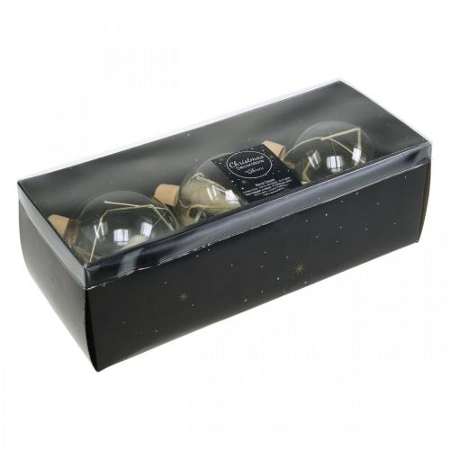 Artículo Bolas navideñas bola decorativa de cristal rellena de flores secas Ø8cm 3pcs