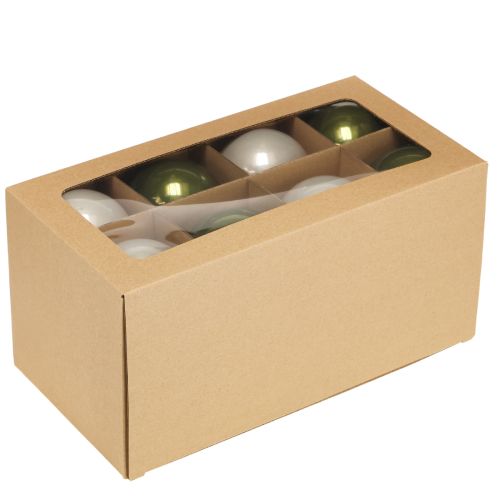 Artículo Bolas navideñas de cristal color gris oliva y plata, Ø7,5cm, 12 unidades