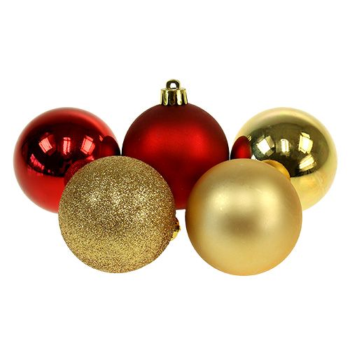 Floristik24 Bolas navideñas oro, rojo mix plastico Ø6cm 30p