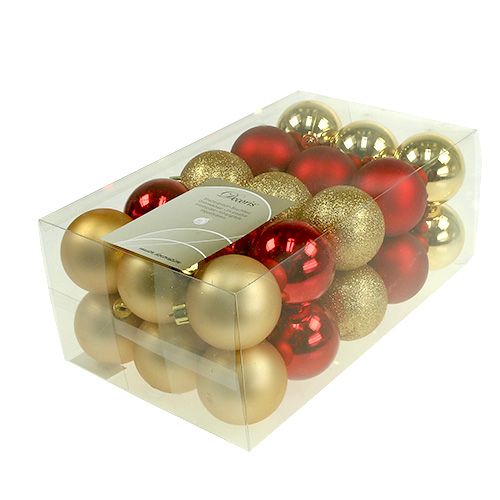Floristik24 Bolas navideñas oro, rojo mix plastico Ø6cm 30p
