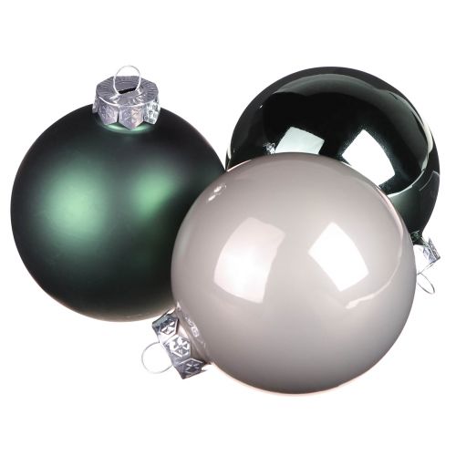 Bolas navideñas árbol gris verde bolas de cristal Ø6cm 24 piezas