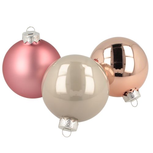 Floristik24 Bolas navideñas de cristal rosa grisáceo Ø7,5cm 14 uds