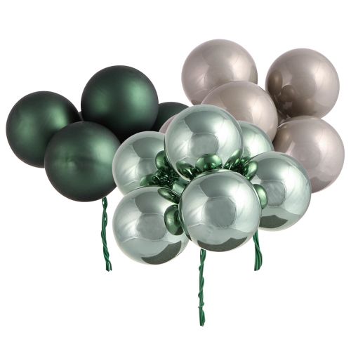 Artículo Bolas navideñas sobre alambre de vidrio verde gris Ø40mm 32 piezas