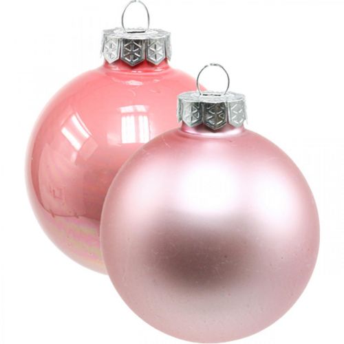 Bolas de navidad vaso Ø4cm rosa, mix crema H4.5cm 24p