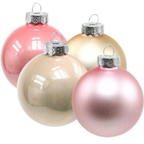 Floristik24 Bolas de navidad cristal crema rosa bolas de cristal Ø6cm 28p