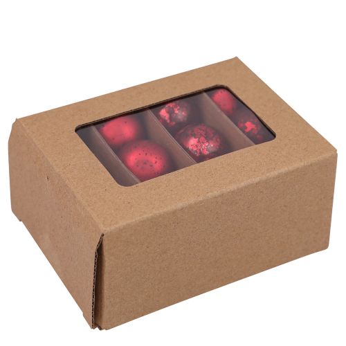 Artículo Bolas navideñas de cristal vintage rojo mini Ø3cm 22 piezas