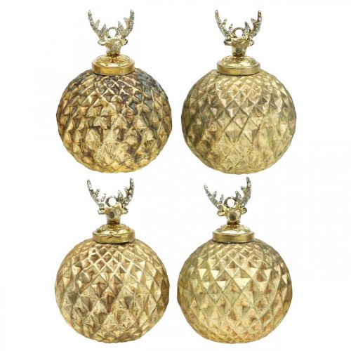 Artículo Bolas de Navidad reno decoraciones para árboles de Navidad oro vintage Ø7cm 4ud