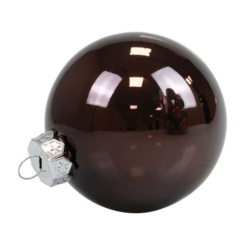 Floristik24 Bolas navideñas vidrio marrón mezcla bolas de árbol brillante Ø7,5cm 12ud