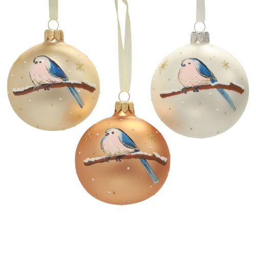 Bolas navideñas de cristal bola para árbol de Navidad pájaro invierno Ø8cm 6ud