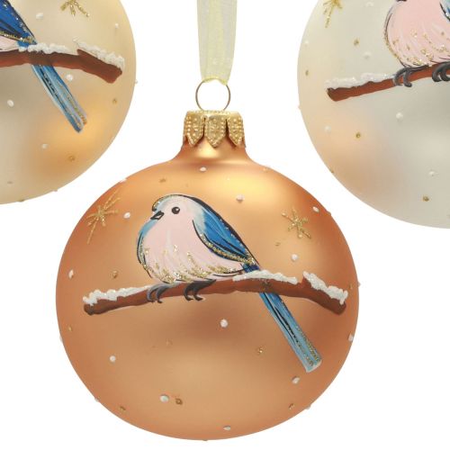 Bolas navideñas de cristal bola para árbol de Navidad pájaro invierno Ø8cm 6ud