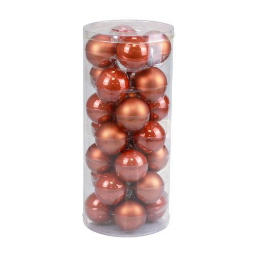 Floristik24 Bolas navideñas de cristal bolas para árboles de Navidad rojo marrón Ø6,5cm 24 piezas