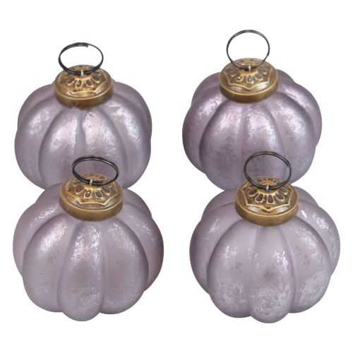 Floristik24 Bolas de Navidad de cristal púrpura bolas de árbol de Navidad vintage Ø6cm 4 piezas
