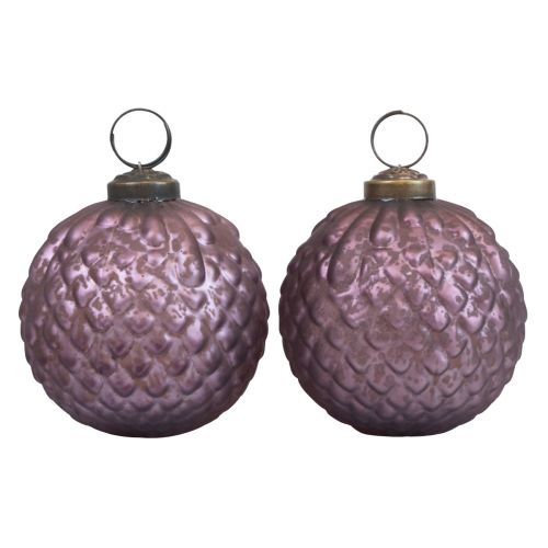 Artículo Bolas navideñas de cristal violeta bolas de árbol de Navidad vintage Ø7cm 4ud