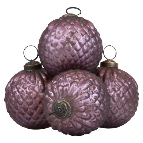 Floristik24 Bolas navideñas de cristal violeta bolas de árbol de Navidad vintage Ø7cm 4ud